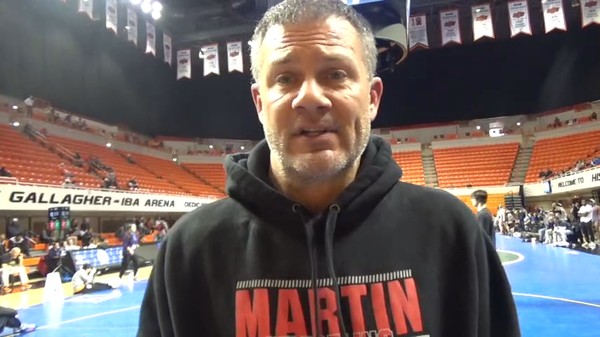 Arlington Martin head coach, Patrick Dunn, at the National Wrestling Hall of Fame Classic