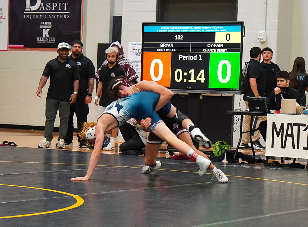 132 lb. Champion Chance Berry with a tight 3-0 win over Cody Welch of Bryan