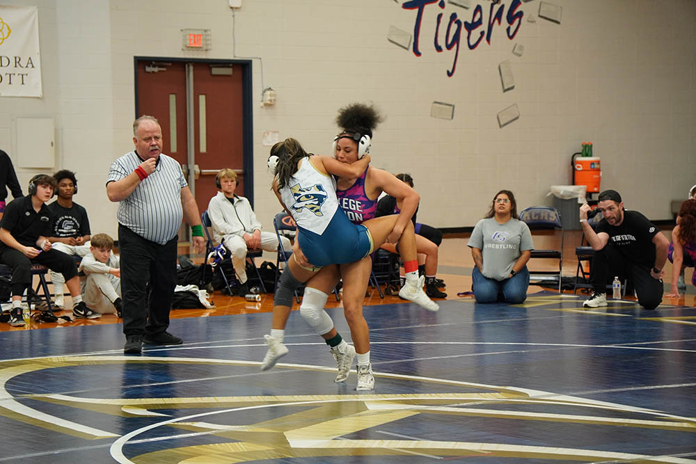 Audacious Burns with a takedown